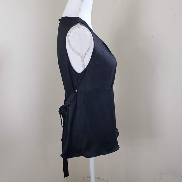 Tree Sash Tie Sleeveless Silk Blouse Black Size XS - Picture 4 of 9